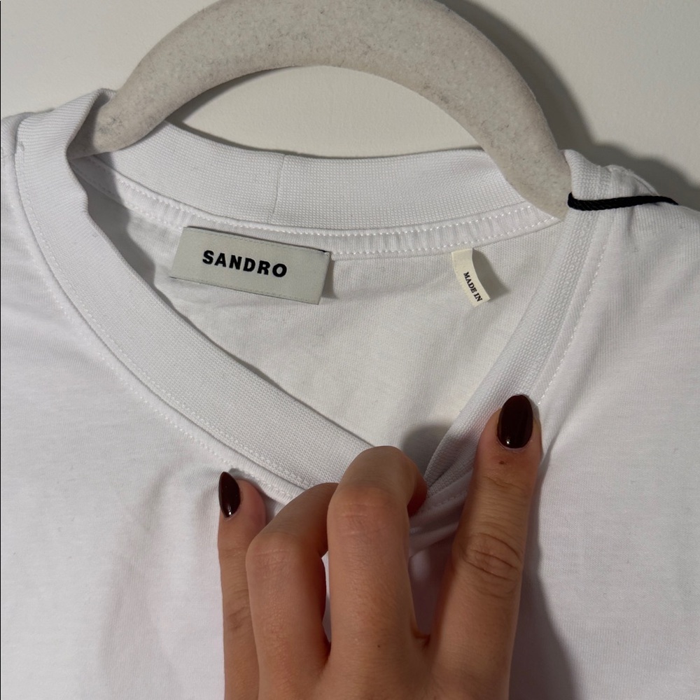 NWT Sandro White Short Sleeve Men's Cotton Tee Size extra Small - Picture 4 of 8